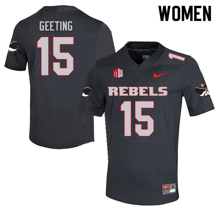Women #15 Matthew Geeting UNLV Rebels College Football Jerseys Sale-Charcoal - Click Image to Close